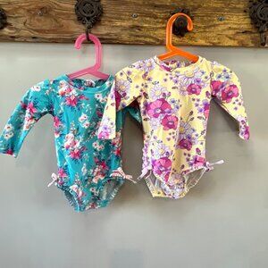 Pair of Ruffle Butts Girls Long Sleeve Swimsuits-‎ Size 12-18m
